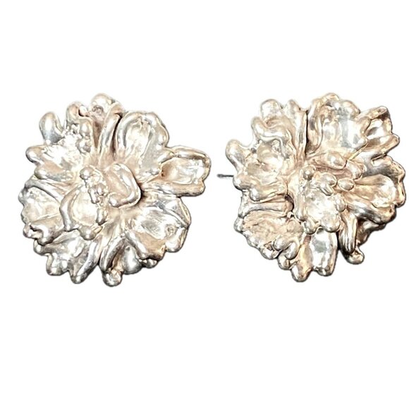 NEW Sterling Silver 142g - 1.25" Blossom Earrings Post & Lever Back NIB - Picture 2 of 8